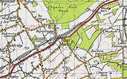 Old map of Four Marks in 1945