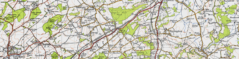 Old map of Four Marks in 1945