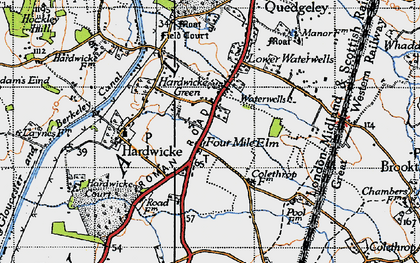 Old map of Four Mile Elm in 1946