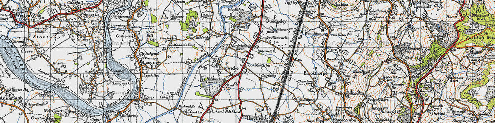Old map of Four Mile Elm in 1946
