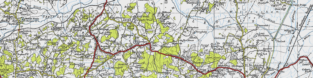 Old map of Four Oaks in 1940
