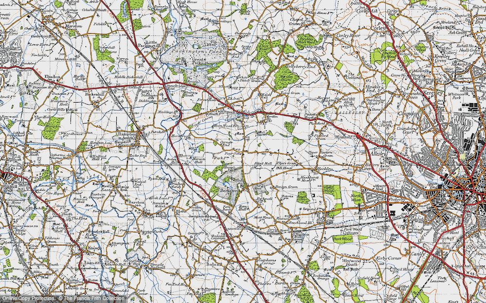 Old Map of Four Oaks, 1947 in 1947