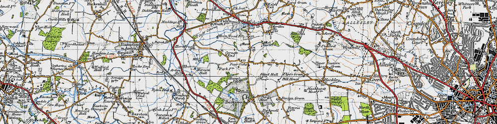 Old map of Four Oaks in 1947