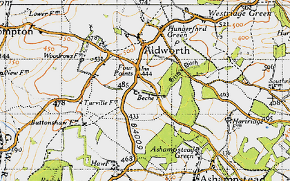 Old map of Four Points in 1947