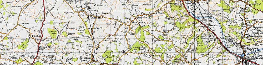 Old map of Four Points in 1947