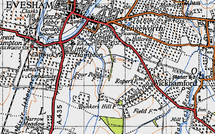 Old map of Four Pools in 1946