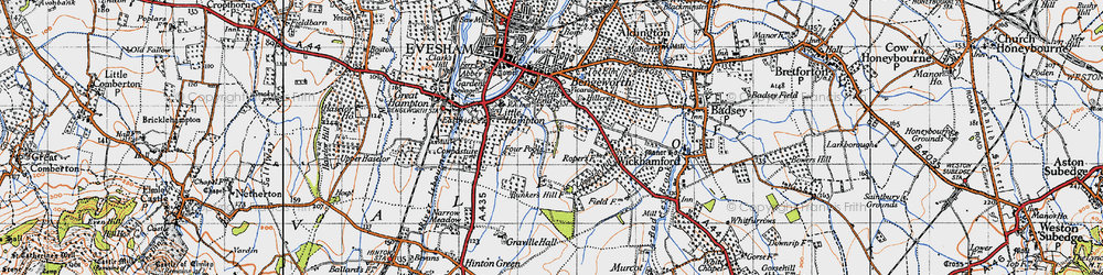 Old map of Four Pools in 1946