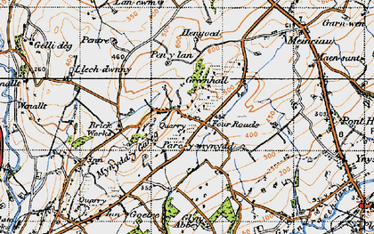 Old map of Four Roads in 1946