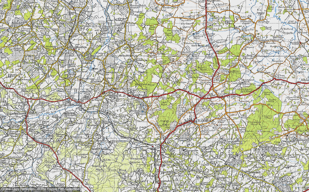 Old Map of Historic Map covering Colliers Green in 1940