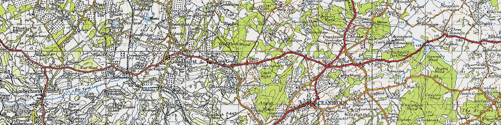Old map of Four Wents in 1940