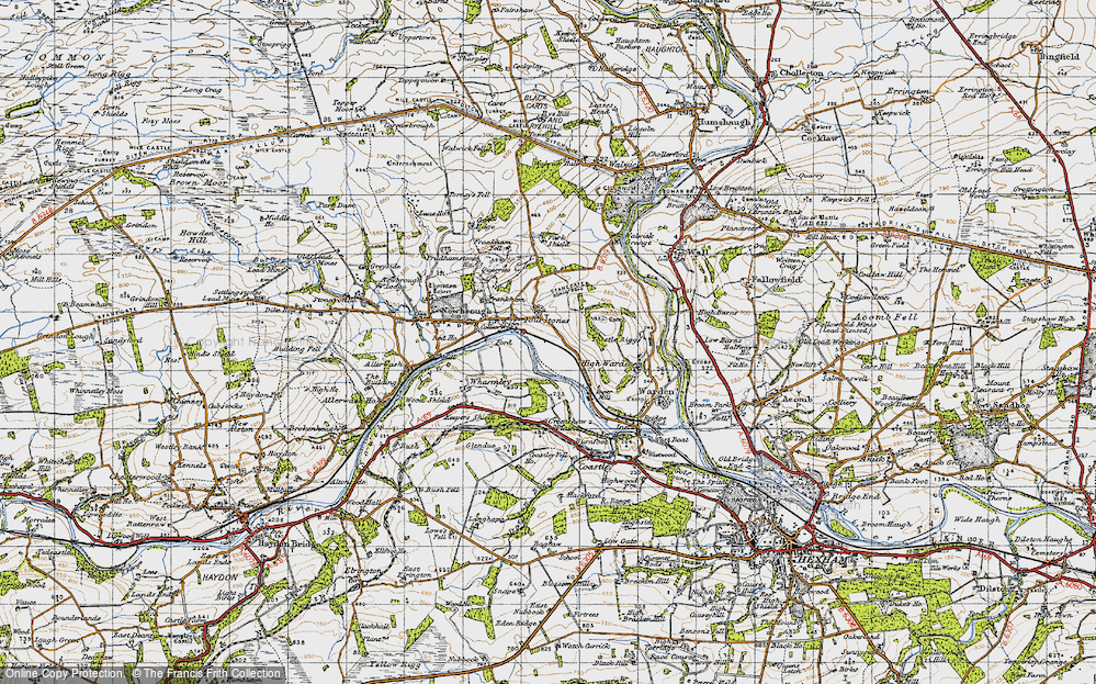 Old Map of Fourstones, 1947 in 1947