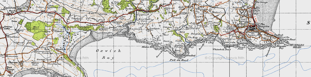 Old map of Bacon Hole in 1947