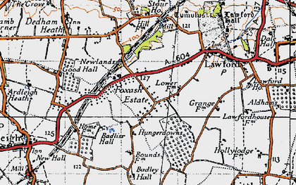 Old map of Foxash Estate in 1945