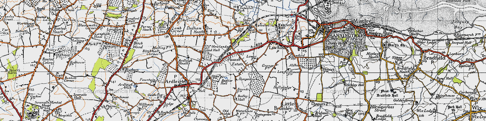 Old map of Foxash Estate in 1945