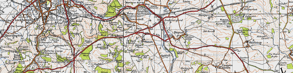 Old map of Foxcote in 1946
