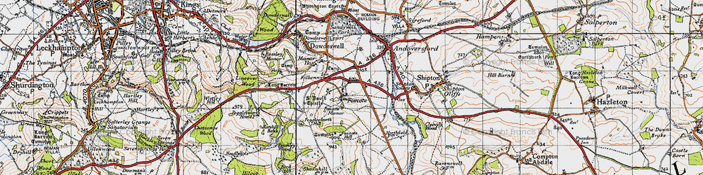 Old map of Foxcote Hill in 1946