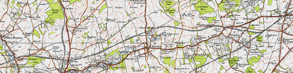 Old map of Foxdown in 1945
