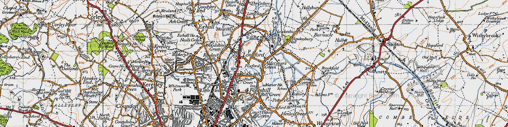 Old map of Foxford in 1946