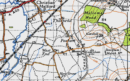 Old map of Foxham in 1947