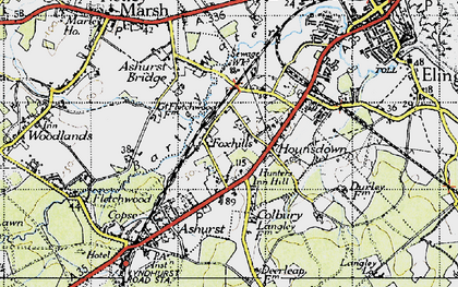 Old map of Foxhills in 1945