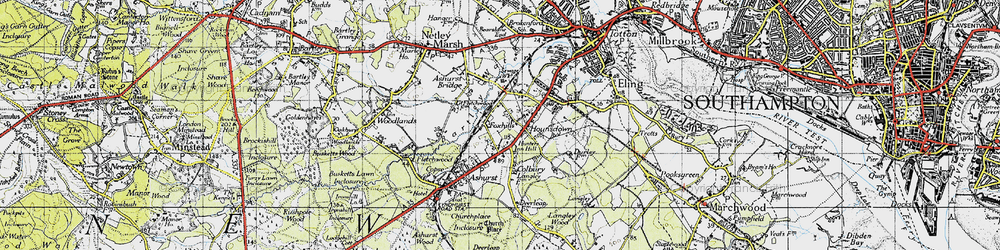 Old map of Foxhills in 1945