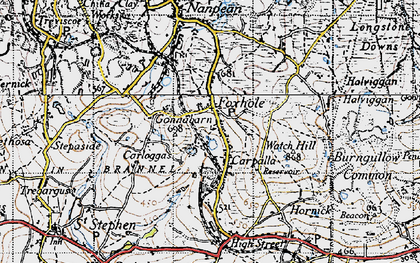 Old map of Foxhole in 1946