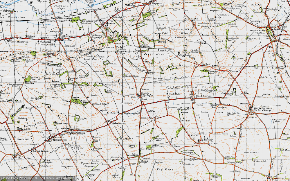 Old Map of Foxholes, 1947 in 1947