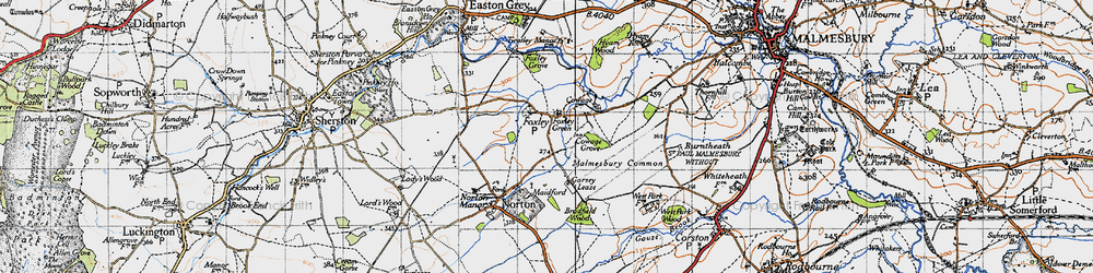 Old map of Bradfield Wood in 1946