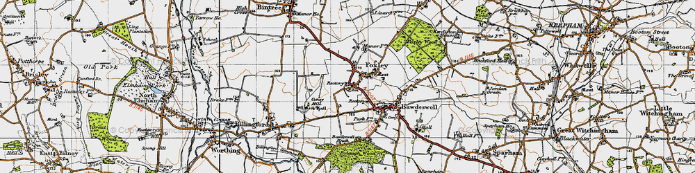 Old map of Bawdeswell Heath in 1946