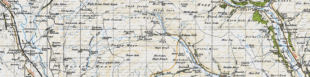 Old map of Yorkshire Dales National Park in 1947