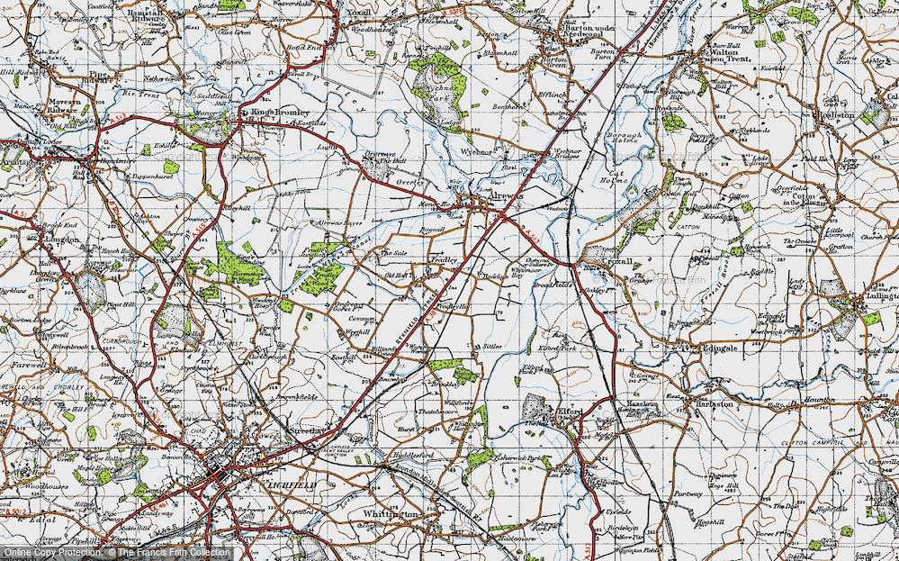 Old Map of Historic Map covering Whitemoor Haye in 1946