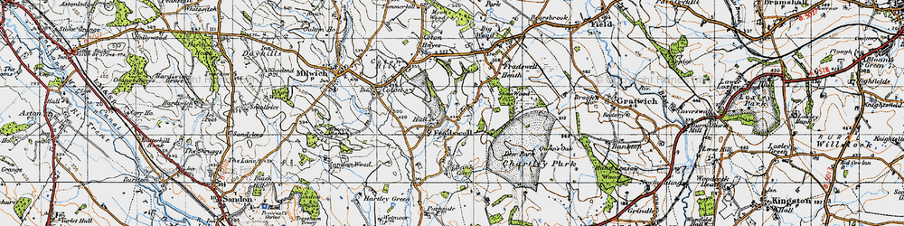 Old map of Fradswell in 1946