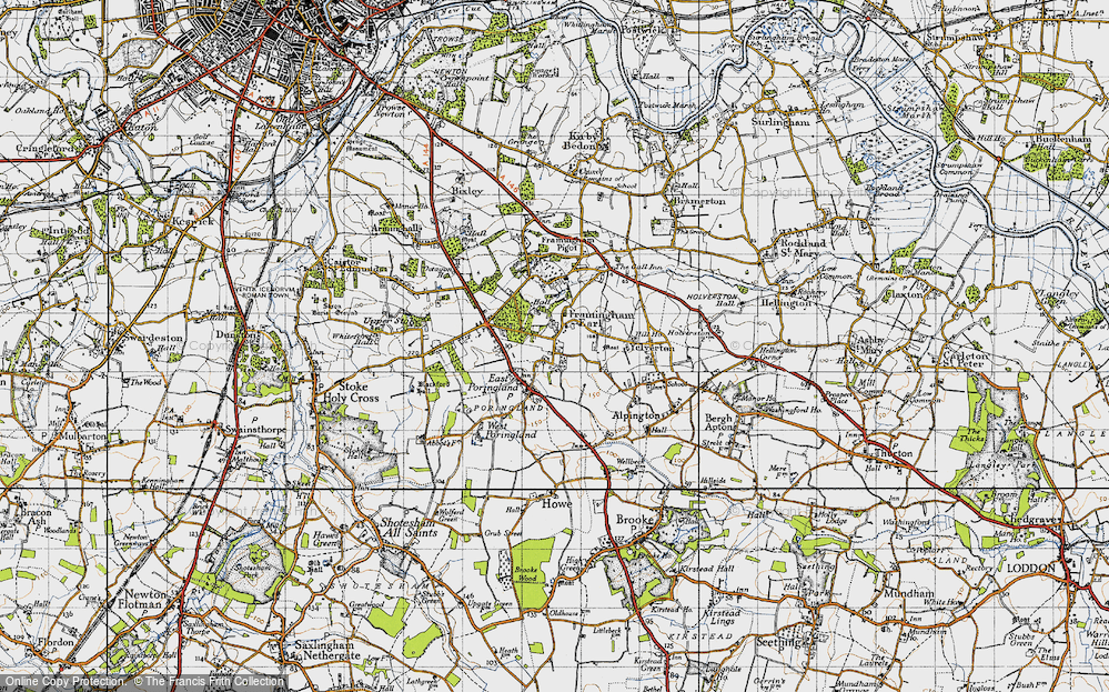 Old Map of Framingham Earl, 1946 in 1946