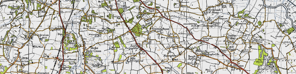 Old map of Framingham Earl in 1946