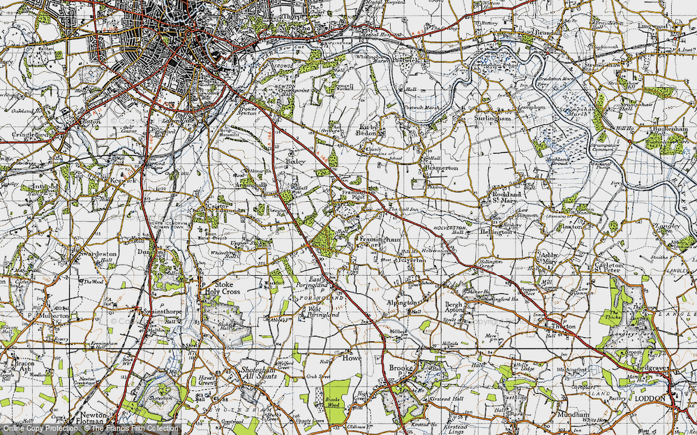 Old Map of Framingham Pigot, 1946 in 1946