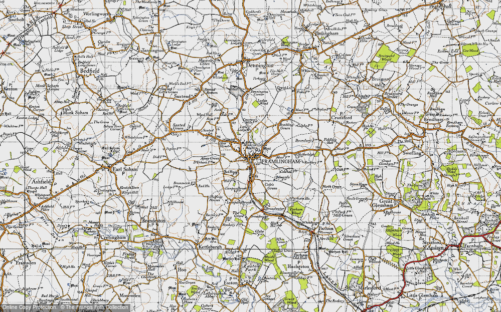Old Map of Historic Map covering Brabling Green in 1946