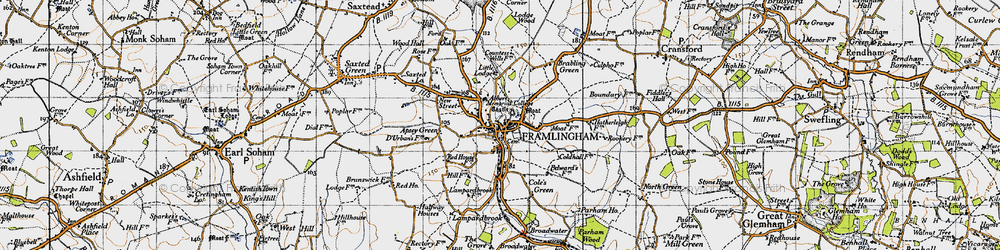 Old map of Framlingham in 1946