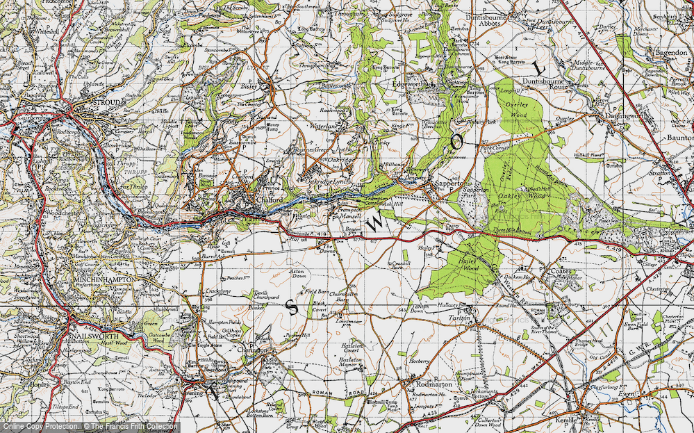 Old Map of Historic Map covering Ash Hill in 1947
