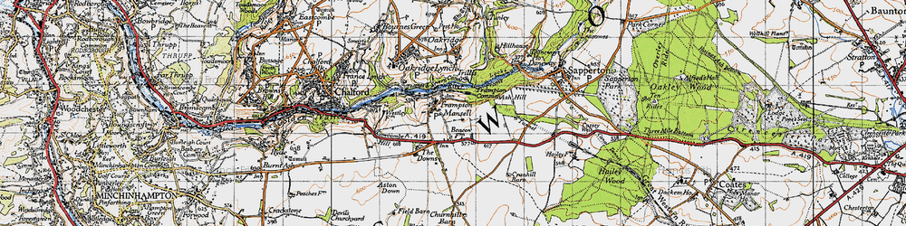 Old map of Frampton Mansell in 1947