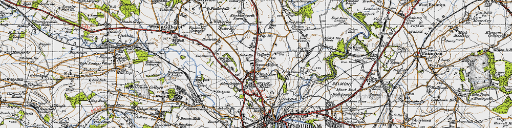 Old map of Framwellgate Moor in 1947