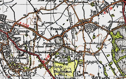 Old map of Frankby in 1947