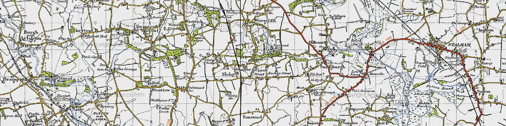 Old map of Frankfort in 1945