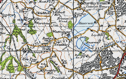 Old map of Frankley Green in 1947