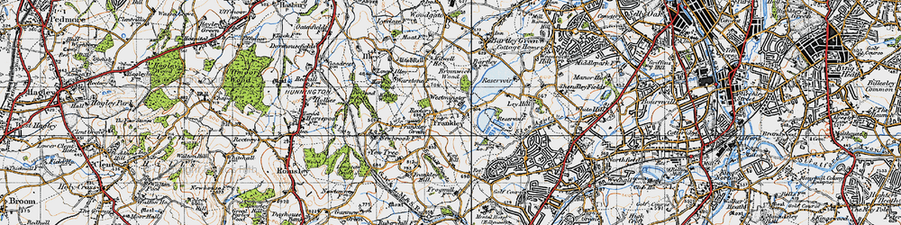 Old map of Frankley Green in 1947