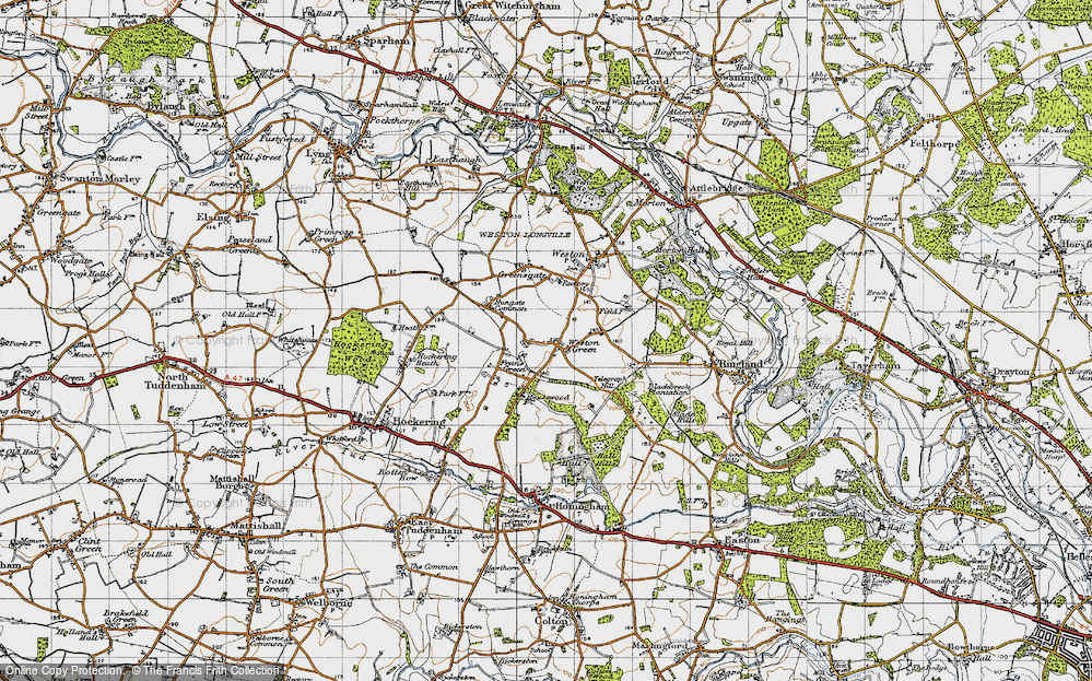Old Map of Frans Green, 1945 in 1945