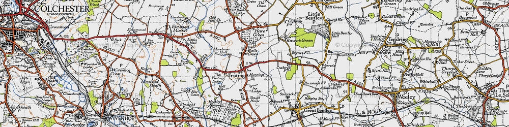 Old map of Frating Green in 1945