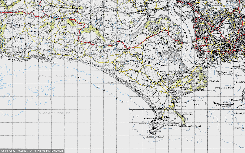 Old Map of Historic Map covering Lower Tregantle in 1946