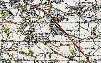 Old map of Frecheville in 1947