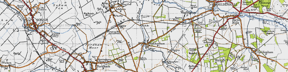 Old map of Freckenham in 1946