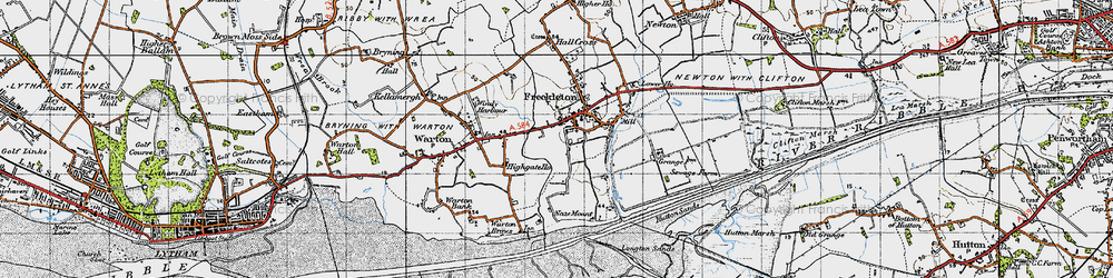 Old map of Freckleton in 1947